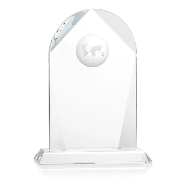 Stunning optical crystal award with a globe indented into the back.... from ASI 84592 St Regis Group / St Regis
