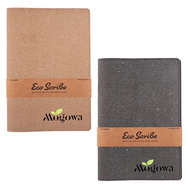 A recycled leather notebook cover includes pen loop, slash pocket and... from ASI 61966 HPG / HandStands
