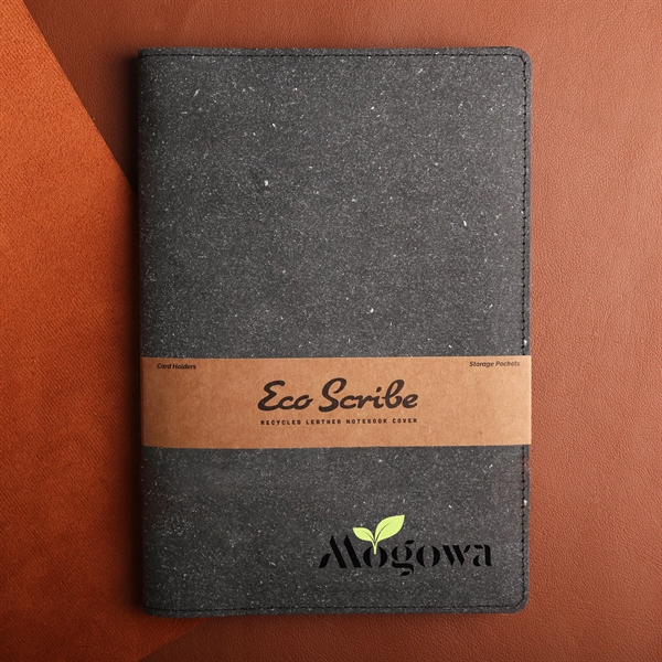 A recycled leather notebook cover includes pen loop, slash pocket and... from ASI 61966 HPG / HandStands