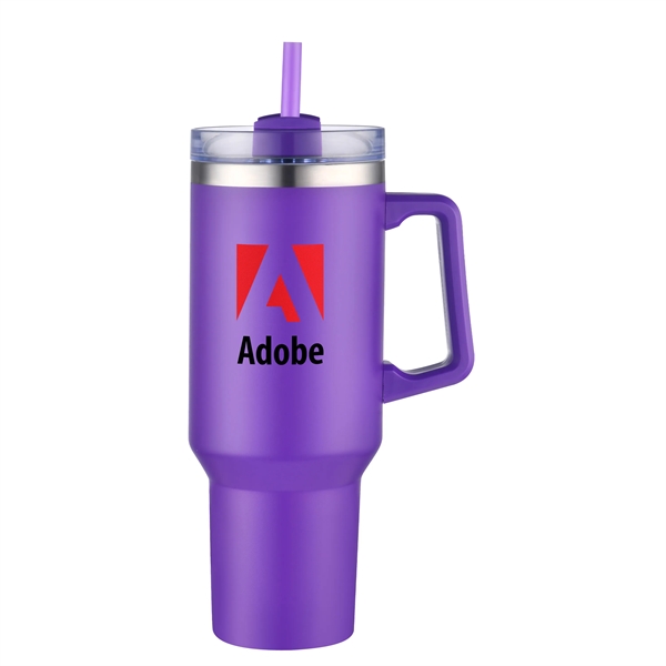 40-ounce tumbler with double-walled vacuum insulation, ergonomic handle, lid, straw and... from ASI 90807 Tekweld