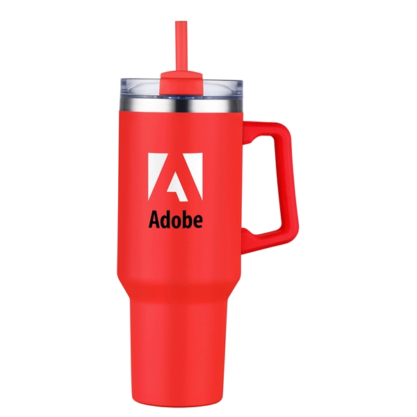 40-ounce tumbler with double-walled vacuum insulation, ergonomic handle, lid, straw and... from ASI 90807 Tekweld