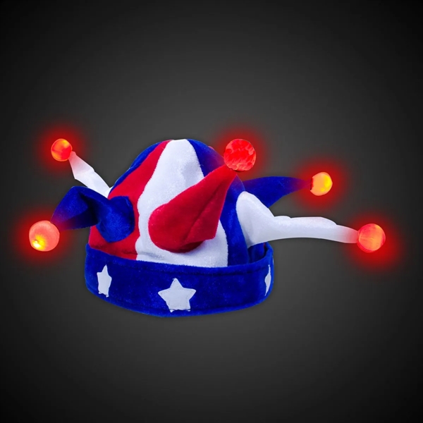 USA-themed novelty jester hat with LED lighting.... from ASI 42016 Brighter Promotions Inc / Chemical Light™