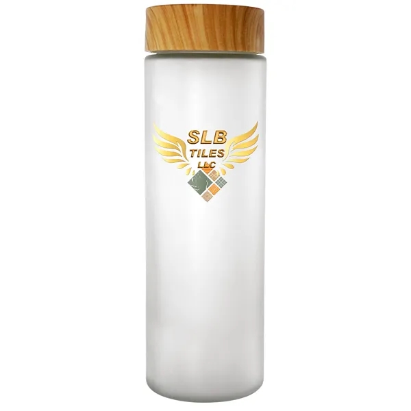 Full Color Bamboo 22 oz. Frosted Glass Bottle... from ASI 30208 A P Specialties / AP Specialties