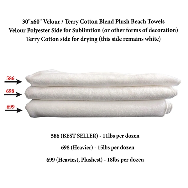 Colored HEAVIEST Plush Velour Terry Cotton Blend Beach Pool Towel, 30x60,... from ASI 53509 FIEL-Fairdeal Import & Export / FIEL