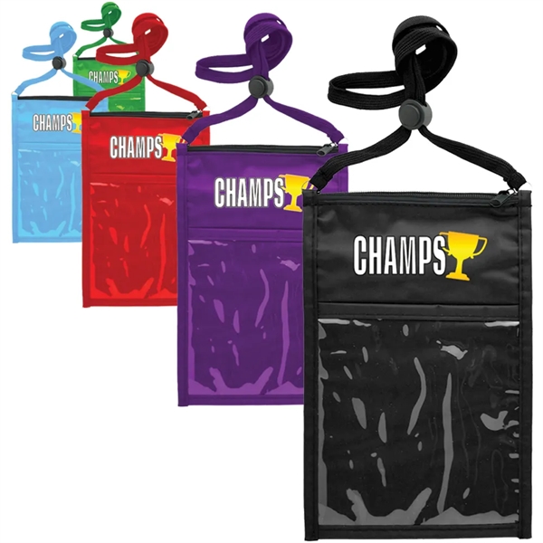 5.25" x 8.5" double pouch neck wallet with clear front and... from ASI 39552 BEL Promo