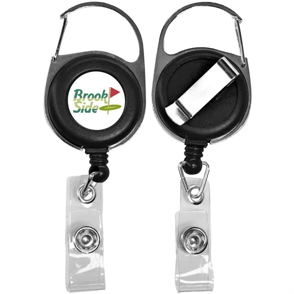Retractable badge reel with 24" nylon cord, carabiner and belt clip.... from ASI 39552 BEL Promo
