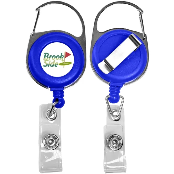 Retractable badge reel with 24" nylon cord, carabiner and belt clip.... from ASI 39552 BEL Promo