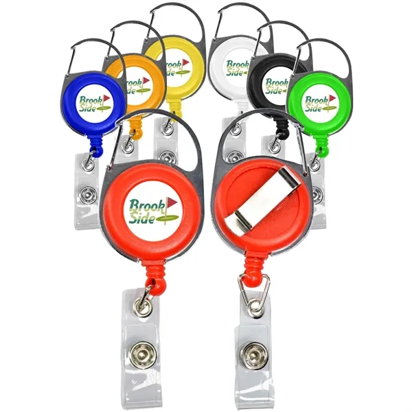Retractable badge reel with 24" nylon cord, carabiner and belt clip.... from ASI 39552 BEL Promo