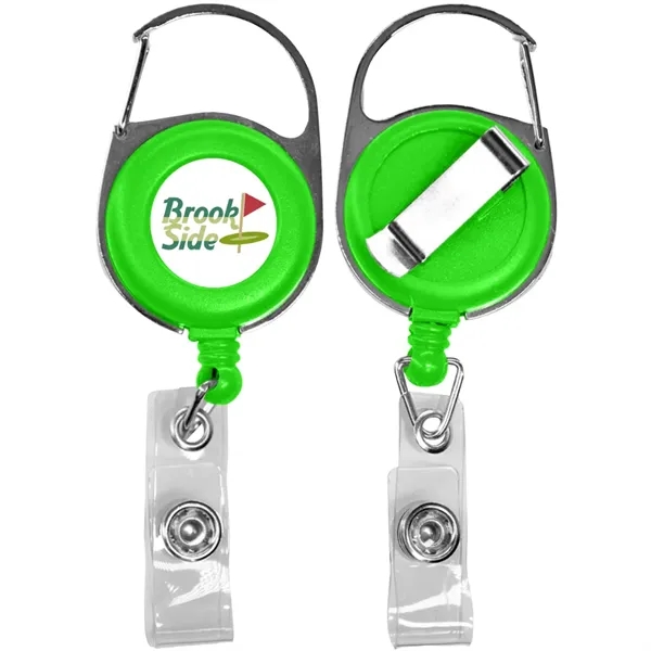 Retractable badge reel with 24" nylon cord, carabiner and belt clip.... from ASI 39552 BEL Promo