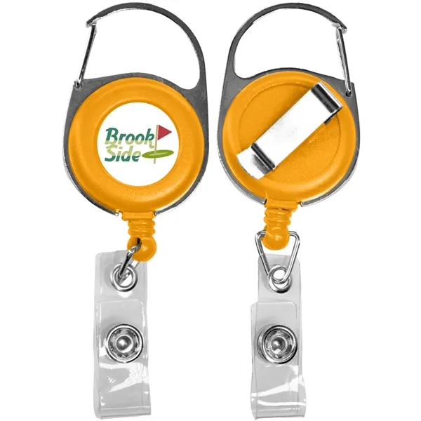 Retractable badge reel with 24" nylon cord, carabiner and belt clip.... from ASI 39552 BEL Promo
