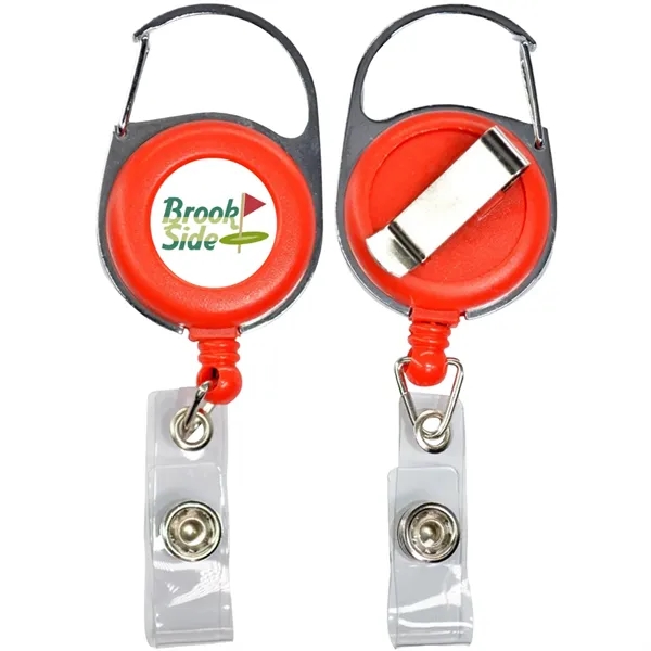 Retractable badge reel with 24" nylon cord, carabiner and belt clip.... from ASI 39552 BEL Promo