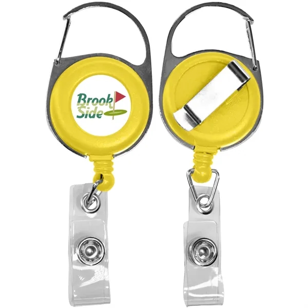 Retractable badge reel with 24" nylon cord, carabiner and belt clip.... from ASI 39552 BEL Promo