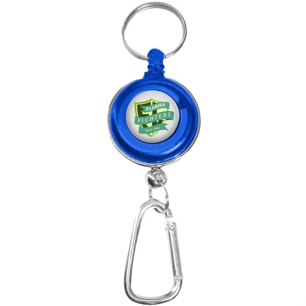 Transparent badge reel with 19.6" retractable cord, carabiner and keyring.... from ASI 39552 BEL Promo