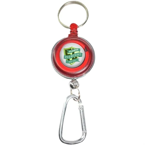 Transparent badge reel with 19.6" retractable cord, carabiner and keyring.... from ASI 39552 BEL Promo