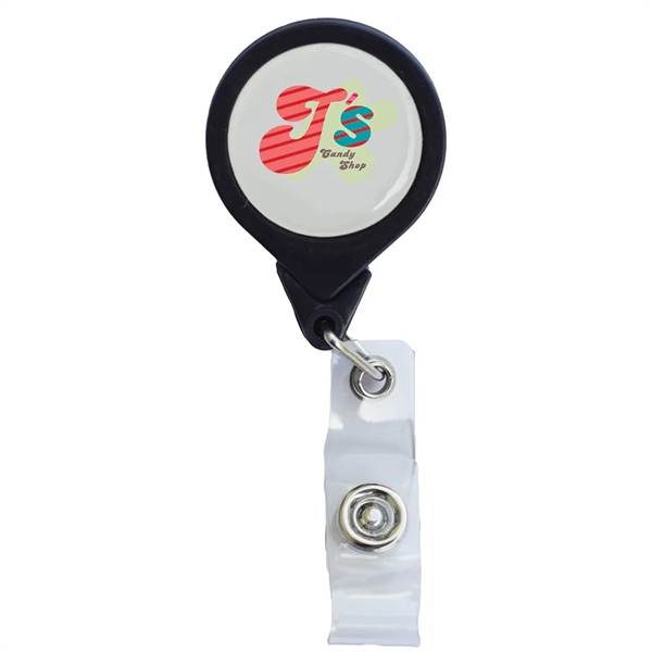 Round badge reel with retractable 30" nylon cord and bulldog clip.... from ASI 39552 BEL Promo