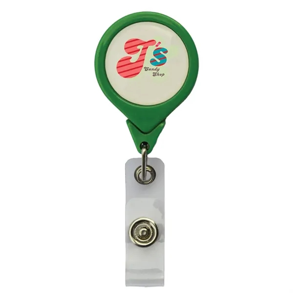 Round badge reel with retractable 30" nylon cord and bulldog clip.... from ASI 39552 BEL Promo