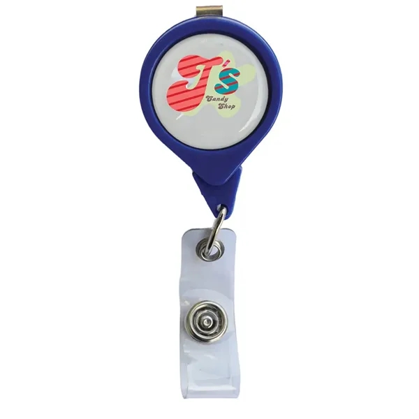Round badge reel with retractable 30" nylon cord and bulldog clip.... from ASI 39552 BEL Promo