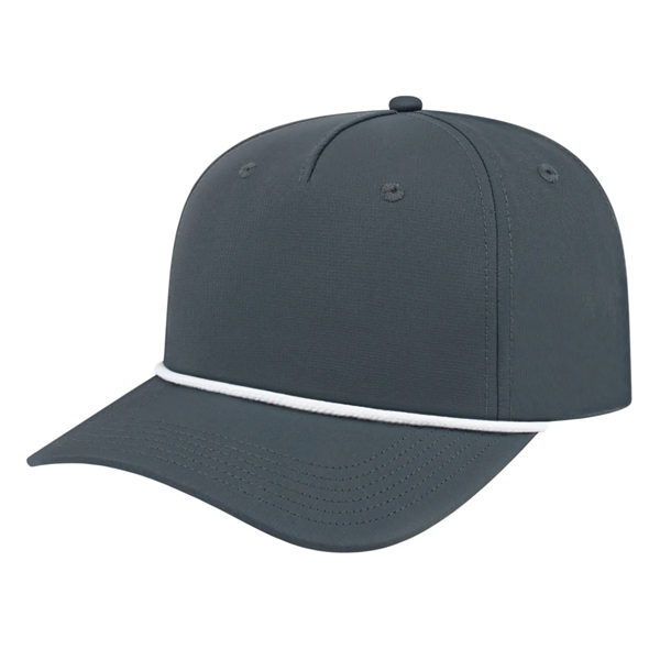 Medium profile five panel structured cap with a modified flat visor... from ASI 43792 Cap America Inc