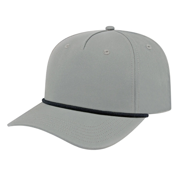 Medium profile five panel structured cap with a modified flat visor... from ASI 43792 Cap America Inc