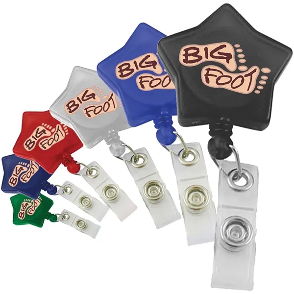 Star shaped badge reel with retractable 24" nylon cord and belt... from ASI 39552 BEL Promo