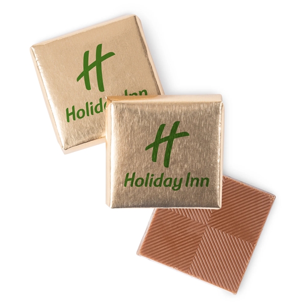 Gourmet 1 1/4" chocolate squares wrapped in foil.... from ASI 44900 NC Custom (CI/Lanco) / Lanco