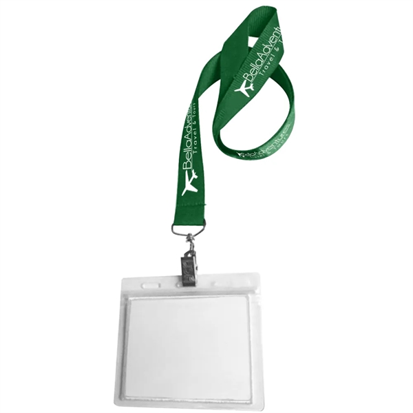 36" x 3/4" polyester lanyard with clear vinyl badge holder.... from ASI 39552 BEL Promo