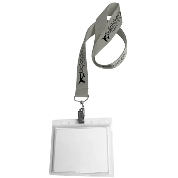 36" x 3/4" polyester lanyard with clear vinyl badge holder.... from ASI 39552 BEL Promo