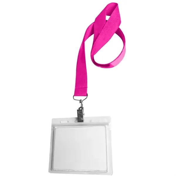 36" x 3/4" polyester lanyard with clear vinyl badge holder.... from ASI 39552 BEL Promo