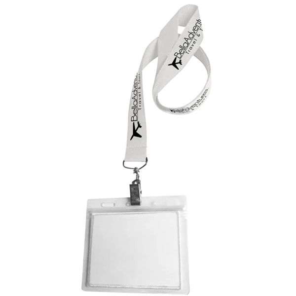36" x 3/4" polyester lanyard with clear vinyl badge holder.... from ASI 39552 BEL Promo