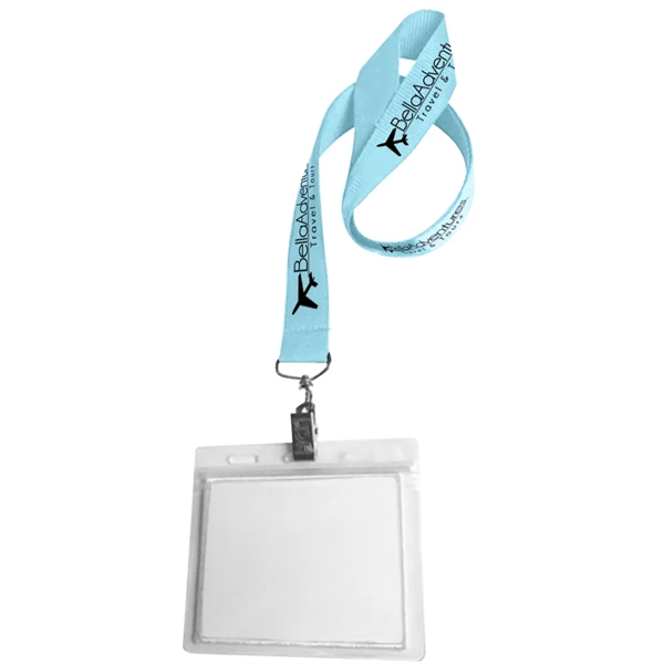 36" x 3/4" polyester lanyard with clear vinyl badge holder.... from ASI 39552 BEL Promo
