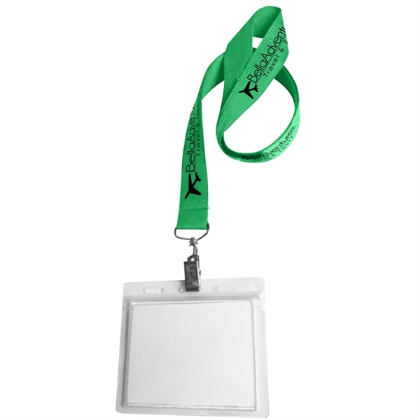 36" x 3/4" polyester lanyard with clear vinyl badge holder.... from ASI 39552 BEL Promo