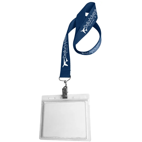 36" x 3/4" polyester lanyard with clear vinyl badge holder.... from ASI 39552 BEL Promo