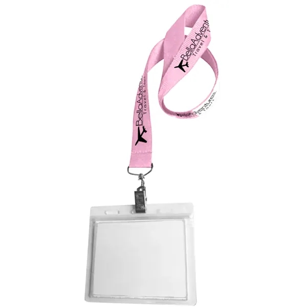 36" x 3/4" polyester lanyard with clear vinyl badge holder.... from ASI 39552 BEL Promo