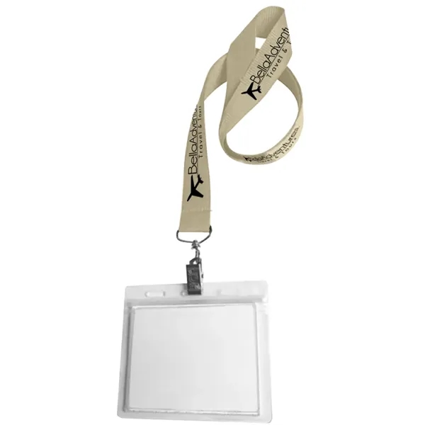 36" x 3/4" polyester lanyard with clear vinyl badge holder.... from ASI 39552 BEL Promo