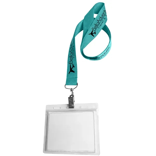 36" x 3/4" polyester lanyard with clear vinyl badge holder.... from ASI 39552 BEL Promo