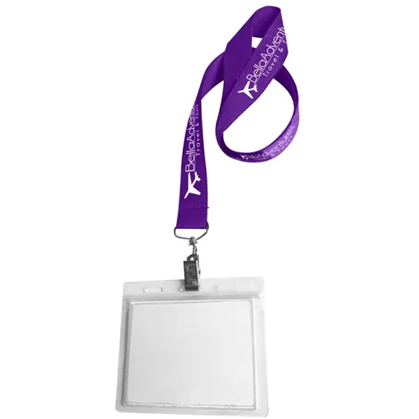 36" x 3/4" polyester lanyard with clear vinyl badge holder.... from ASI 39552 BEL Promo