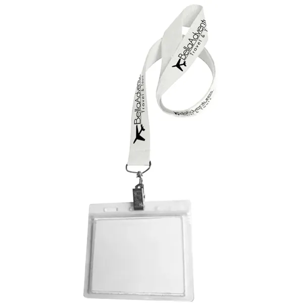 36" x 3/4" polyester lanyard with clear vinyl badge holder.... from ASI 39552 BEL Promo