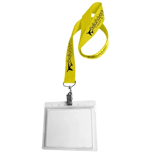 36" x 3/4" polyester lanyard with clear vinyl badge holder.... from ASI 39552 BEL Promo