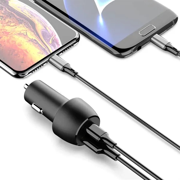 Dual port fast car charger plus laser engraving on 1 location... from ASI 37218 Athena Promo (tm)