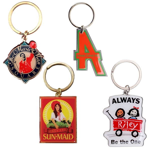 Stainless steel custom full color keychains in assorted sizes with epoxy... from ASI 52263 EMT / EMT