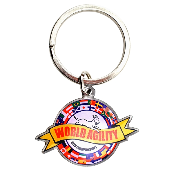 Stainless steel custom full color keychains in assorted sizes with epoxy... from ASI 52263 EMT / EMT
