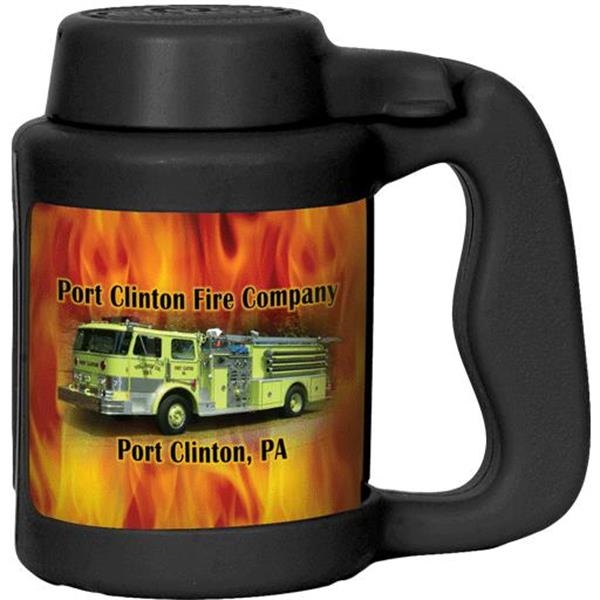 12 oz black plastic can stein with printed foam insulated liner... from ASI 65603 Kool Trends / KoolTrends