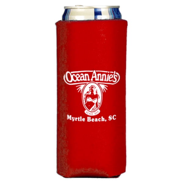 This fabric slim can holder with single color imprint is collapsible... from ASI 65603 Kool Trends