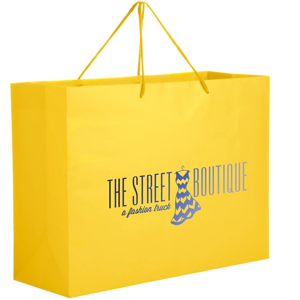 13" x 5" x 10" matte laminated paper Euro-style shopping bag... from ASI 35290 American Ad Bag Co