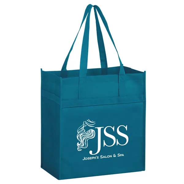 13" x 14" non-woven PP grocery tote with gusset, poly board... from ASI 35290 American Ad Bag Co