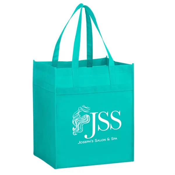 13" x 14" non-woven PP grocery tote with gusset, poly board... from ASI 35290 American Ad Bag Co