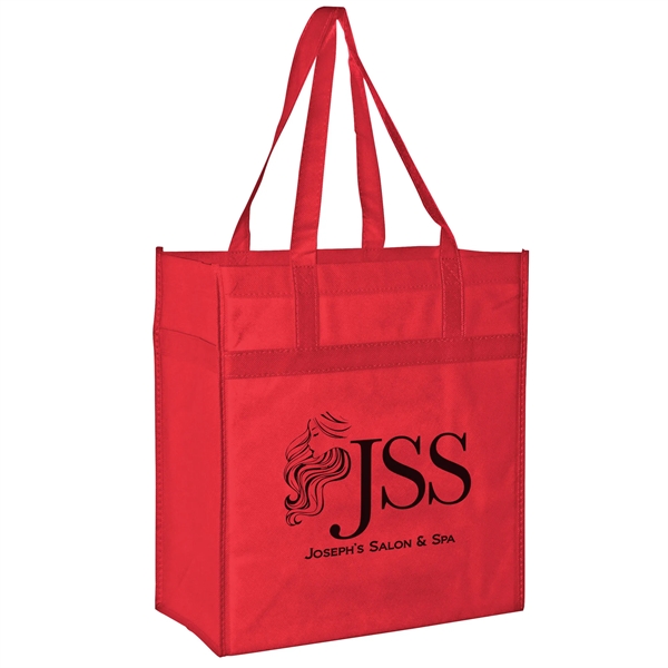 13" x 14" non-woven PP grocery tote with gusset, poly board... from ASI 35290 American Ad Bag Co