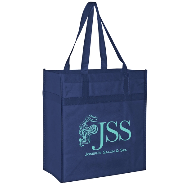 13" x 14" non-woven PP grocery tote with gusset, poly board... from ASI 35290 American Ad Bag Co