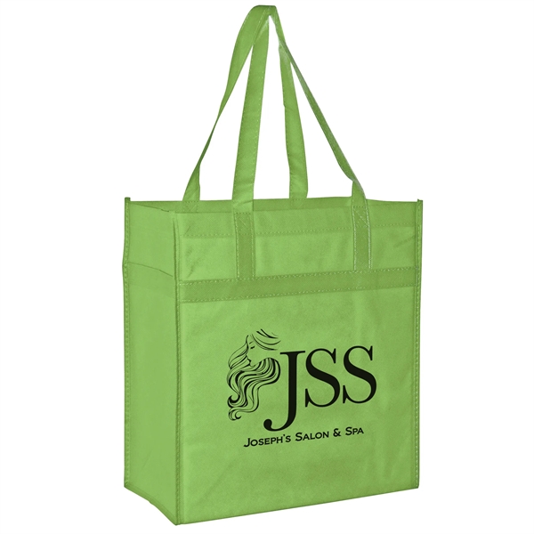 13" x 14" non-woven PP grocery tote with gusset, poly board... from ASI 35290 American Ad Bag Co