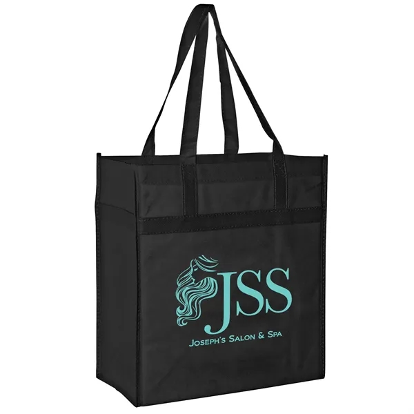 13" x 14" non-woven PP grocery tote with gusset, poly board... from ASI 35290 American Ad Bag Co